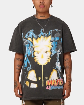 Wrinkle Resistant Texture Goat Crew X Naruto Naruto Shippuden Heavyweight T-Shirt Black Wash
