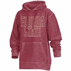 Pressbox Women's Florida State Comfy Cord Hoodie- Garnet Soft Touch Material