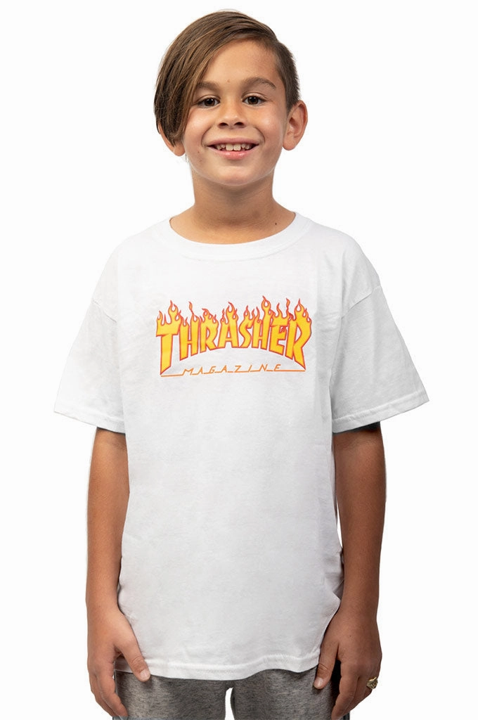 Bold and Comfortable Thrasher Flame Logo Youth Tee