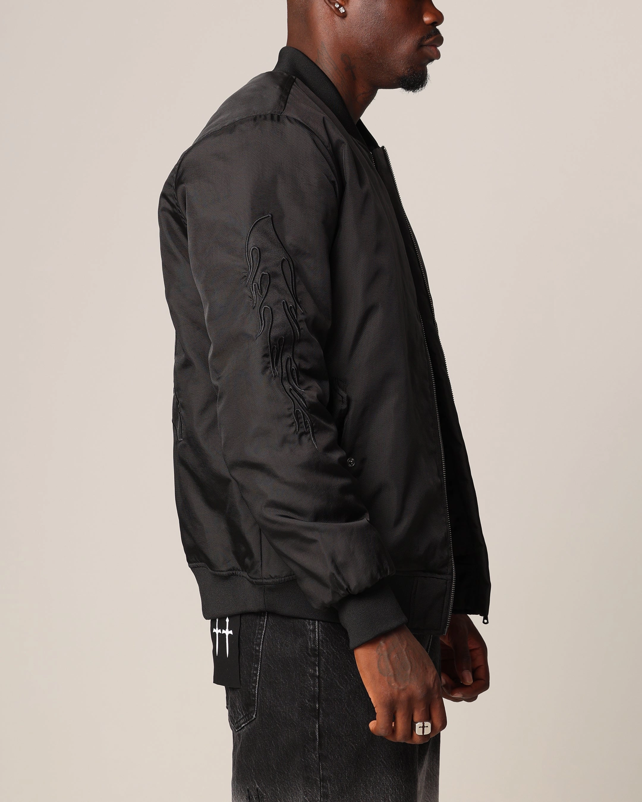 Saint Morta Hellfire Bomber Jacket Black Durable Outerwear