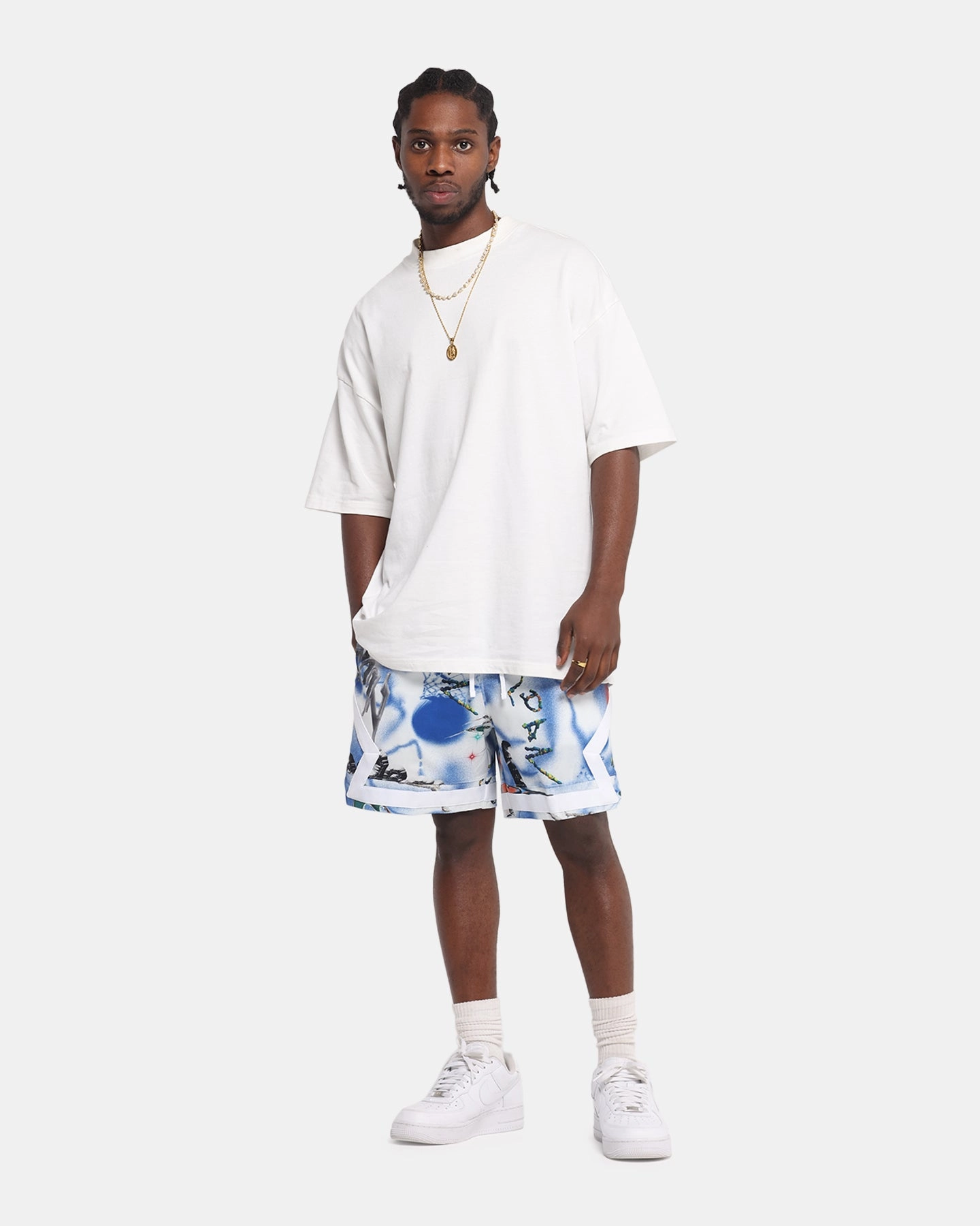 meditation wear Minimal Finish Jordan Jumpman Dri-FIT Sport Diamond Shorts White/Black