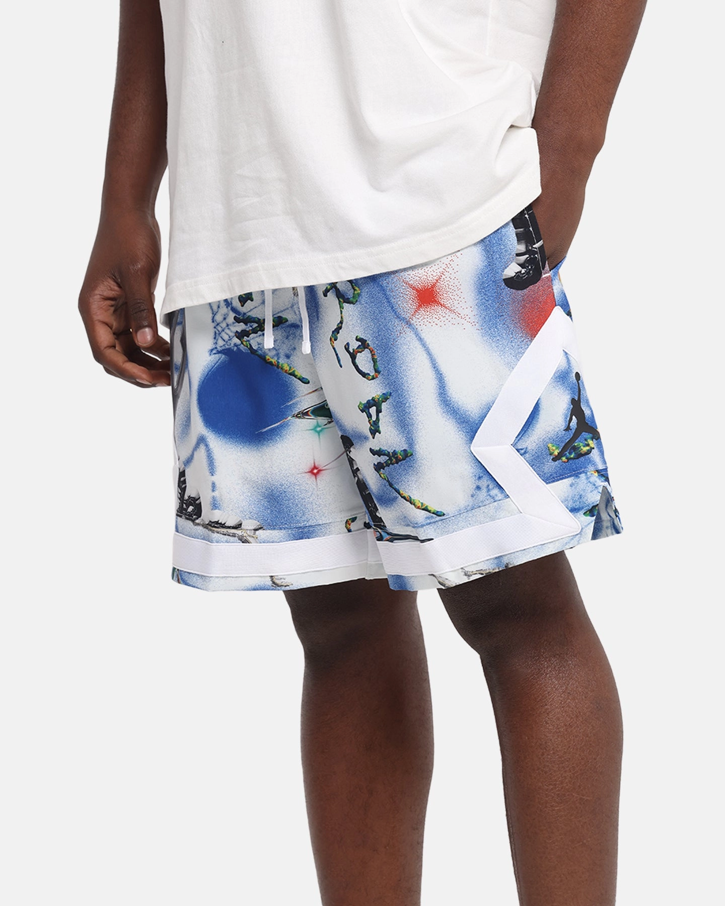 Jordan Jumpman Dri-FIT Sport Diamond Shorts White/Black Gym Wear Hidden Storage Compartment