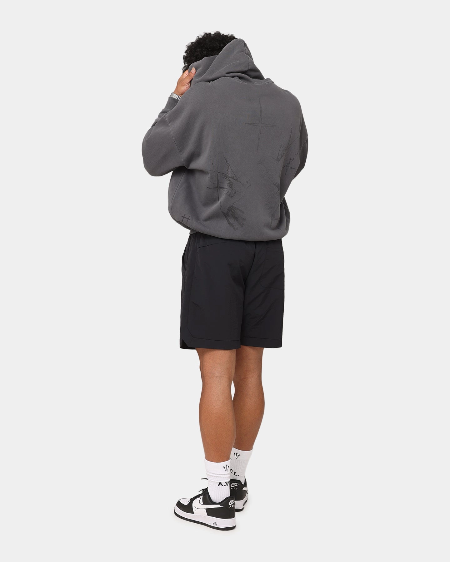 Saint Morta Destiny Rising Boxy Hoodie Washed Black long - distance transportation elderly users