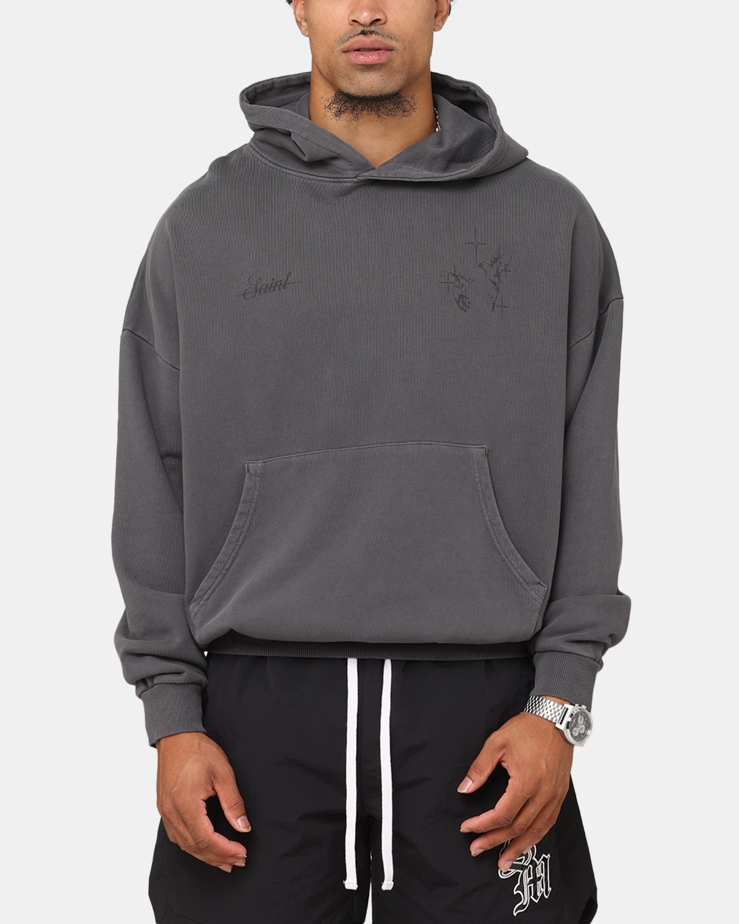 Saint Morta Destiny Rising Boxy Hoodie Washed Black Agile Urban Smooth