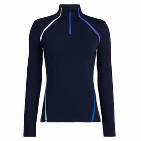 Tailored Cut Double Stitched Seams Gfore Colour Block Luxe Staple Quarter Zip Golf Pullover Twilight - SP24 Women