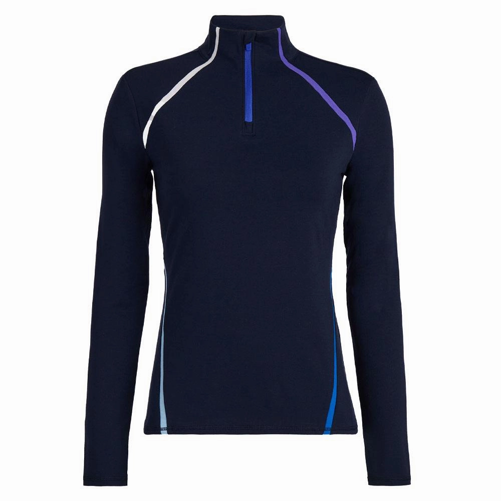 Tailored Cut Double Stitched Seams Gfore Colour Block Luxe Staple Quarter Zip Golf Pullover Twilight - SP24 Women