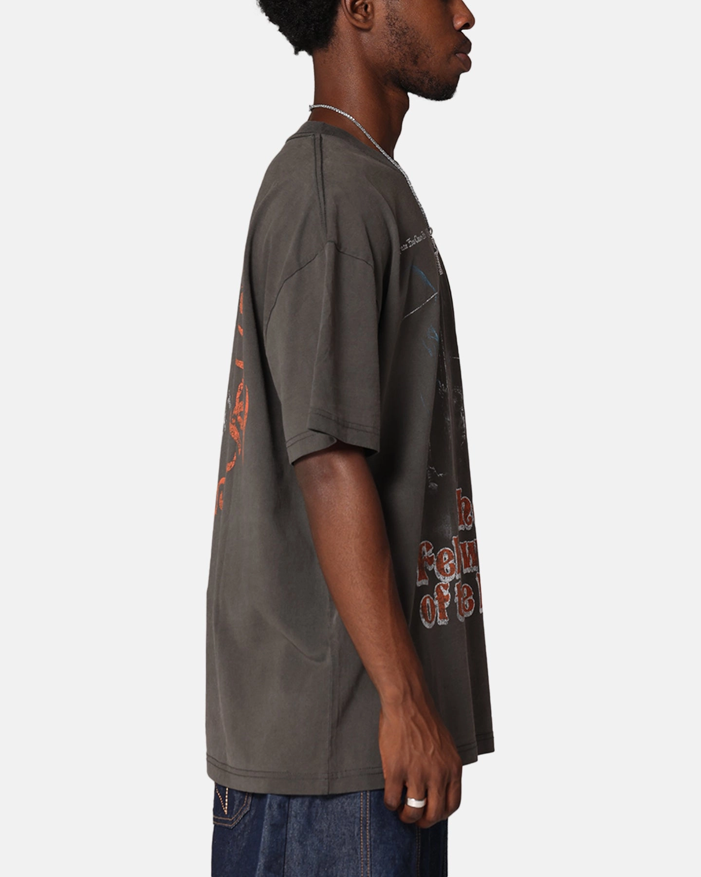 American Thrift X Lord Of The Rings Fellowship Heavy T-Shirt Black Wash Cozy Look Wear Chic And Comfortable