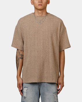 XXIII Rib Knit T-Shirt Tan Marle Timeless Must-Have Street Smart Look