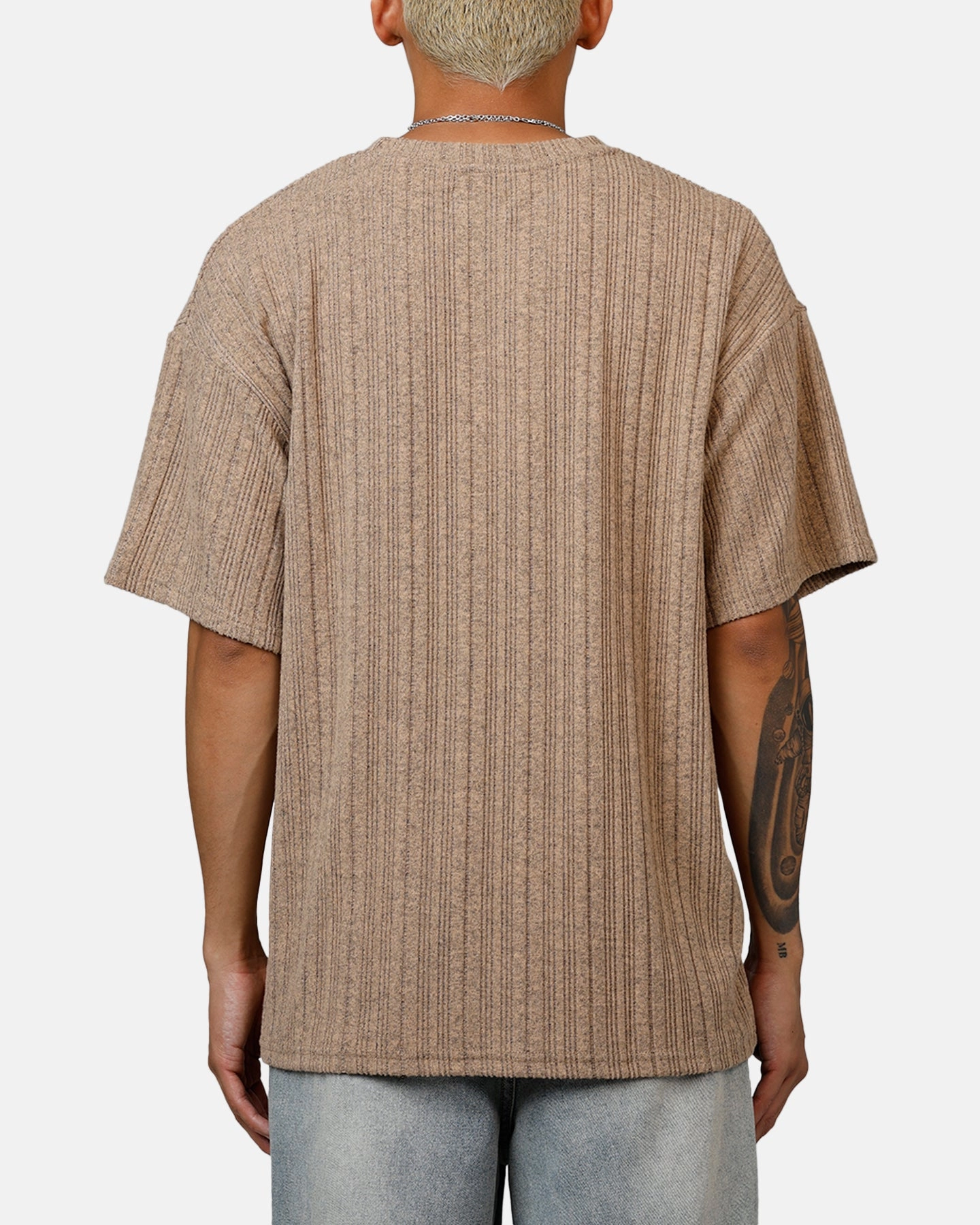 XXIII Rib Knit T-Shirt Tan Marle Relaxed Wear
