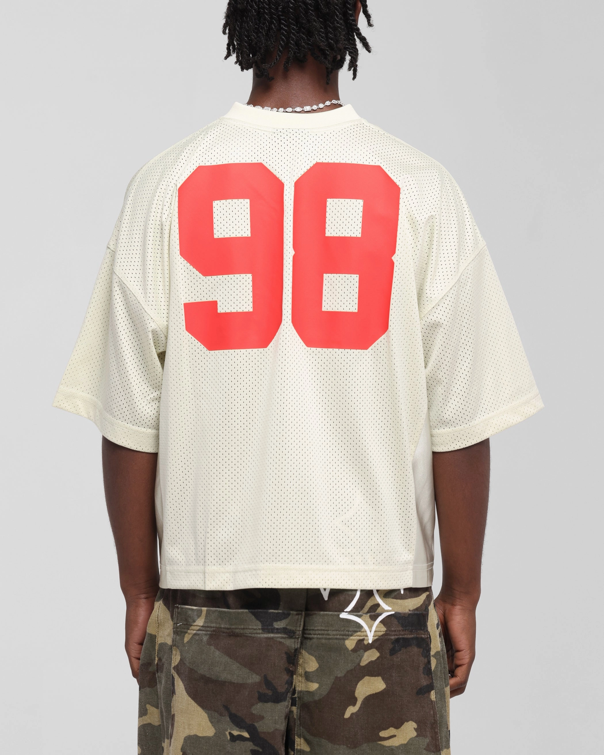 Stretchable Knit Material Breathable Design Loiter Cherry Jersey Off White/Red