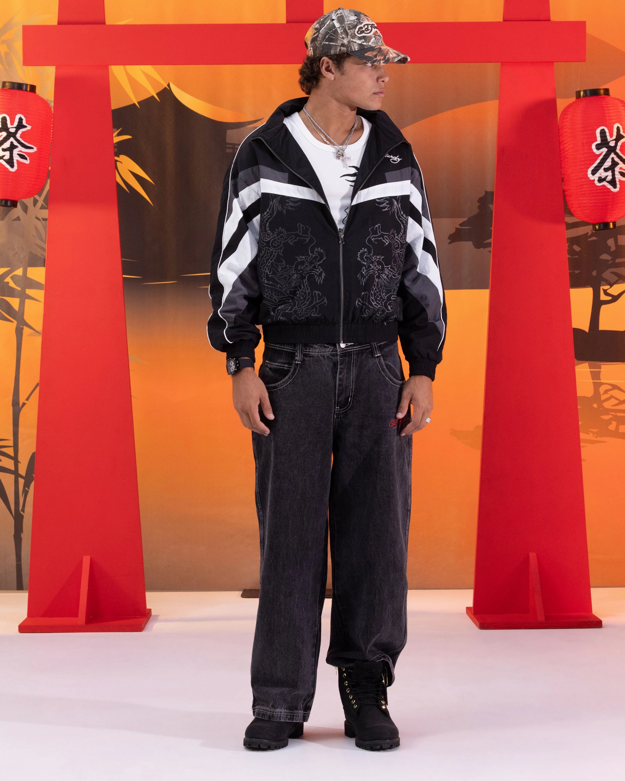 Ed Hardy Dragon Track Jacket Black layering option