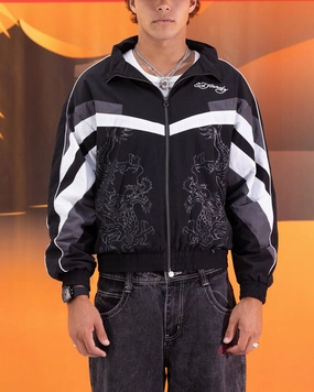 Reflective Safety Trim Allure Ed Hardy Dragon Track Jacket Black