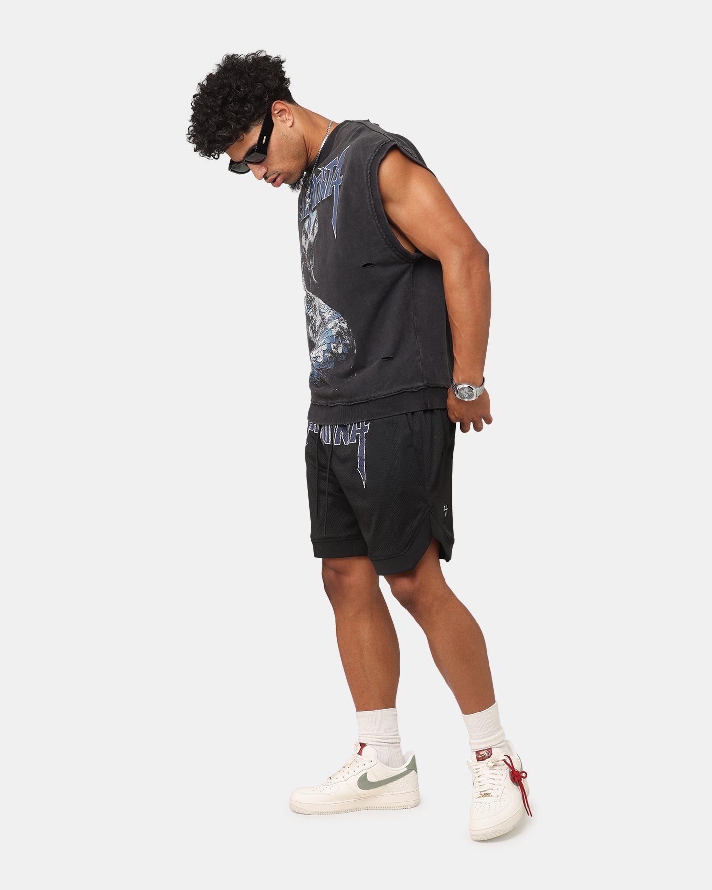 Warm Day Outfit Layered Look Saint Morta Rise Or Ride Basketball Shorts Black/Purple/White