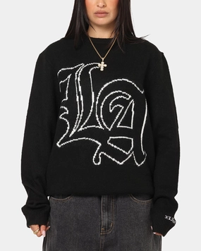 X-LARGE LA Knit Sweater Black Practical Cold Piece