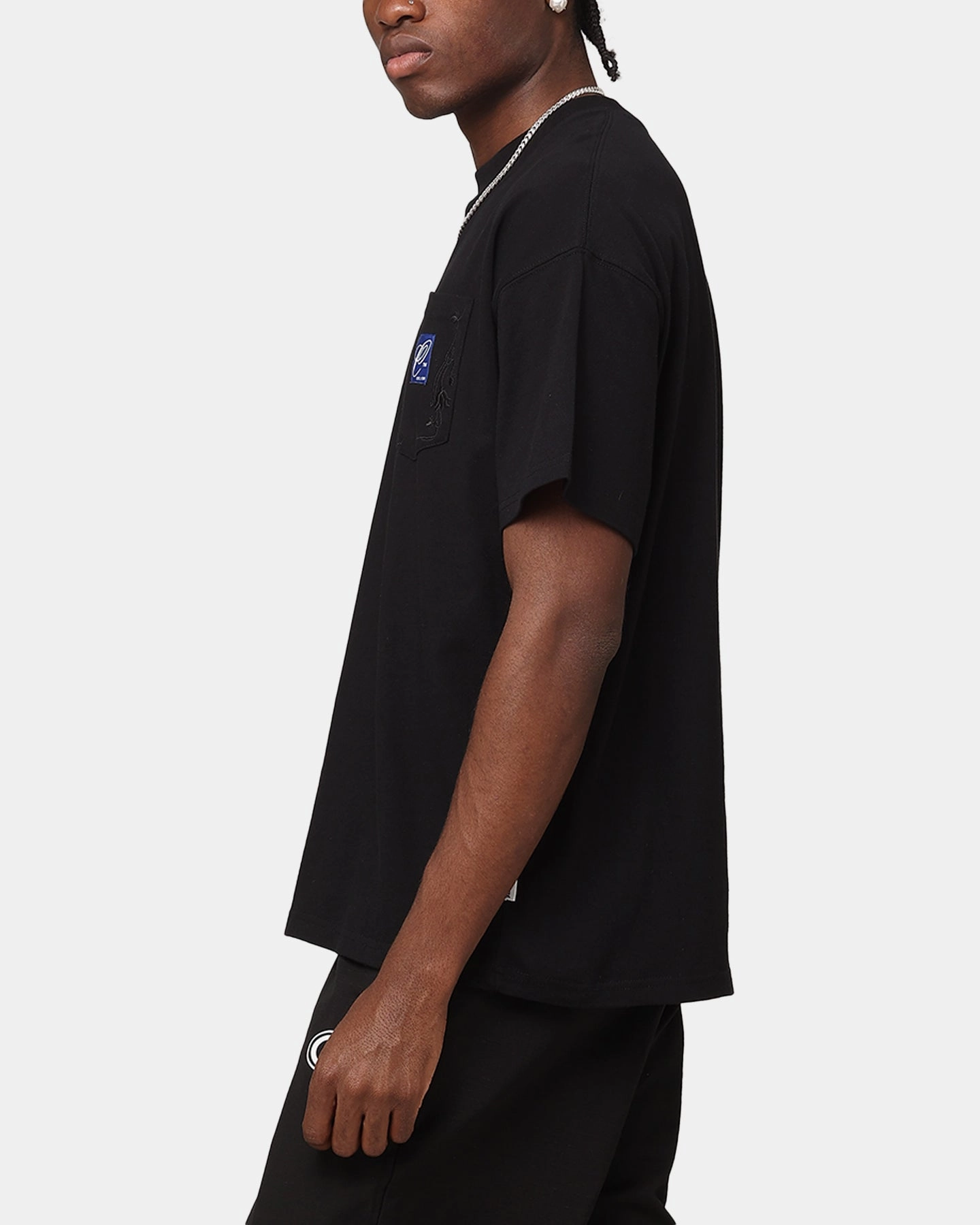 Informal charm Carre Floral Pocket Oversized T-Shirt Black