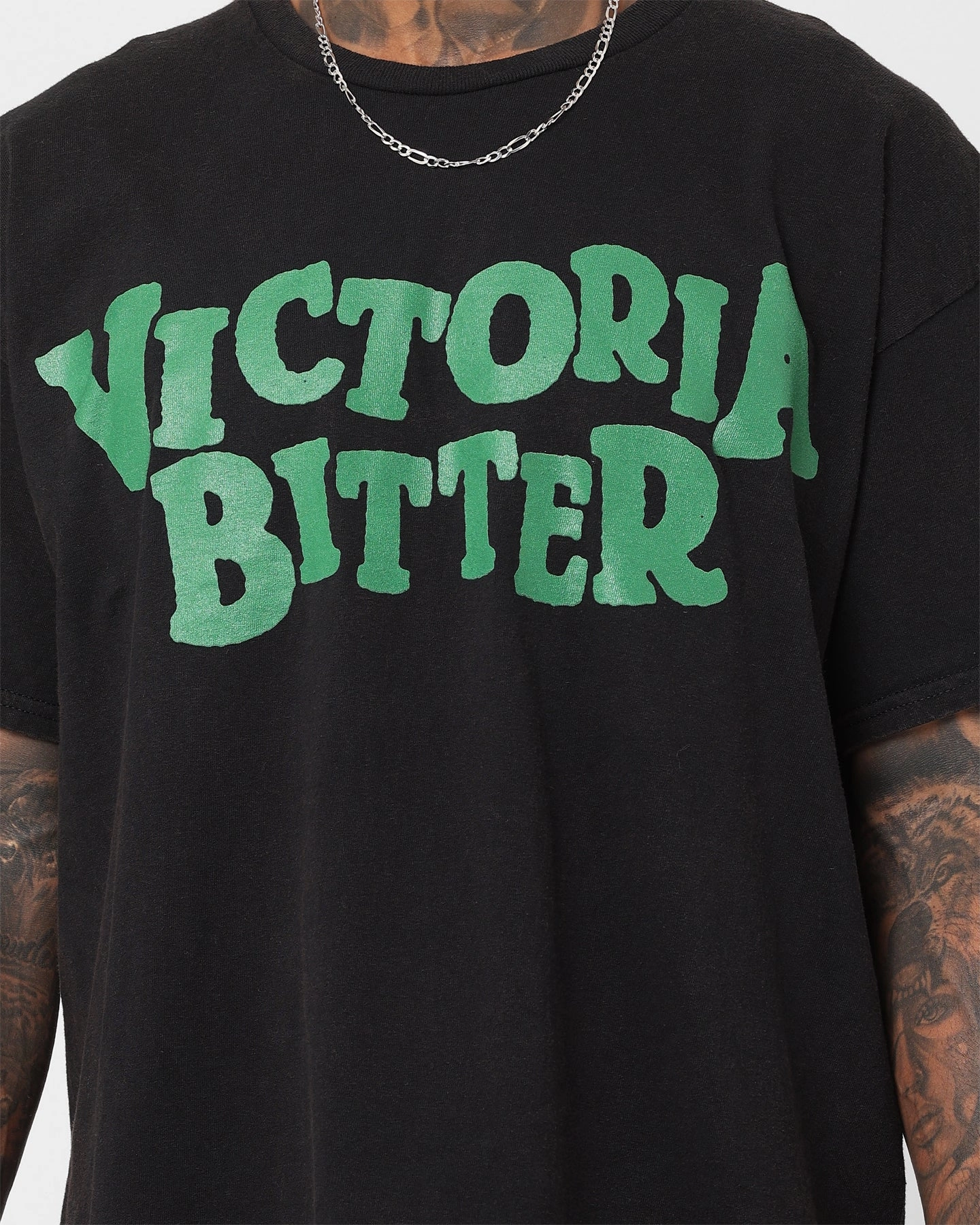 Goat Crew X Victoria Bitter VB Vintage T-Shirt Black Wash Effortless Layer Curved Hemline