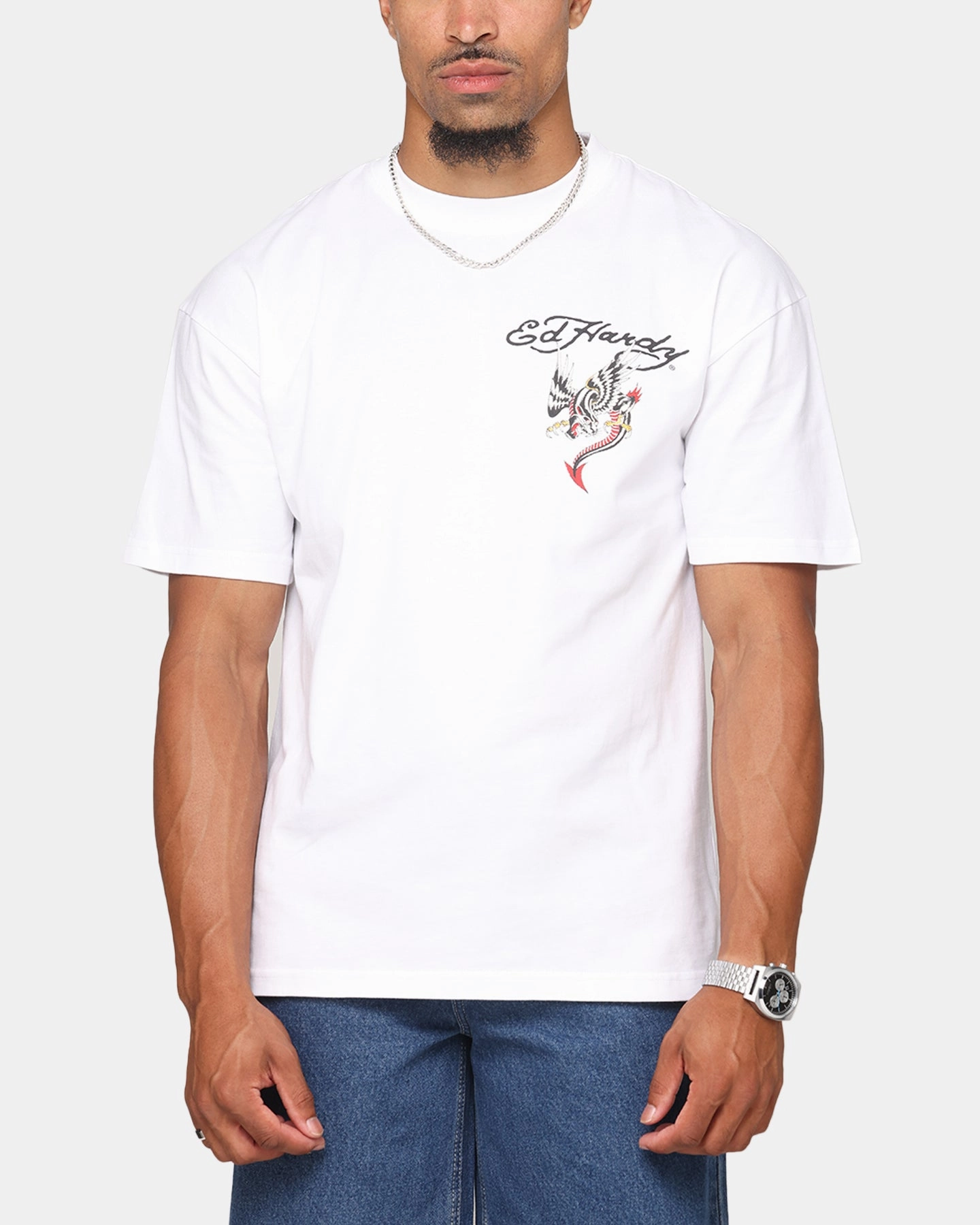 AntiStaticLining Anti-bacterial Ed Hardy Serpent T-Shirt White