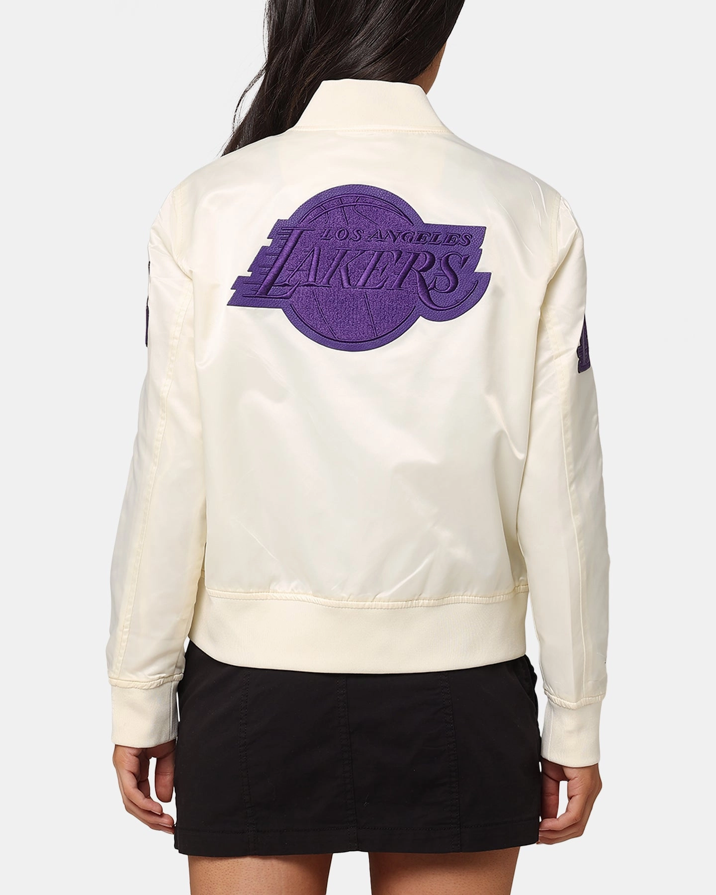 Pro Standard Women's Los Angeles Lakers Triple Tonal Satin Jacket Eggshell Active Edge Casual
