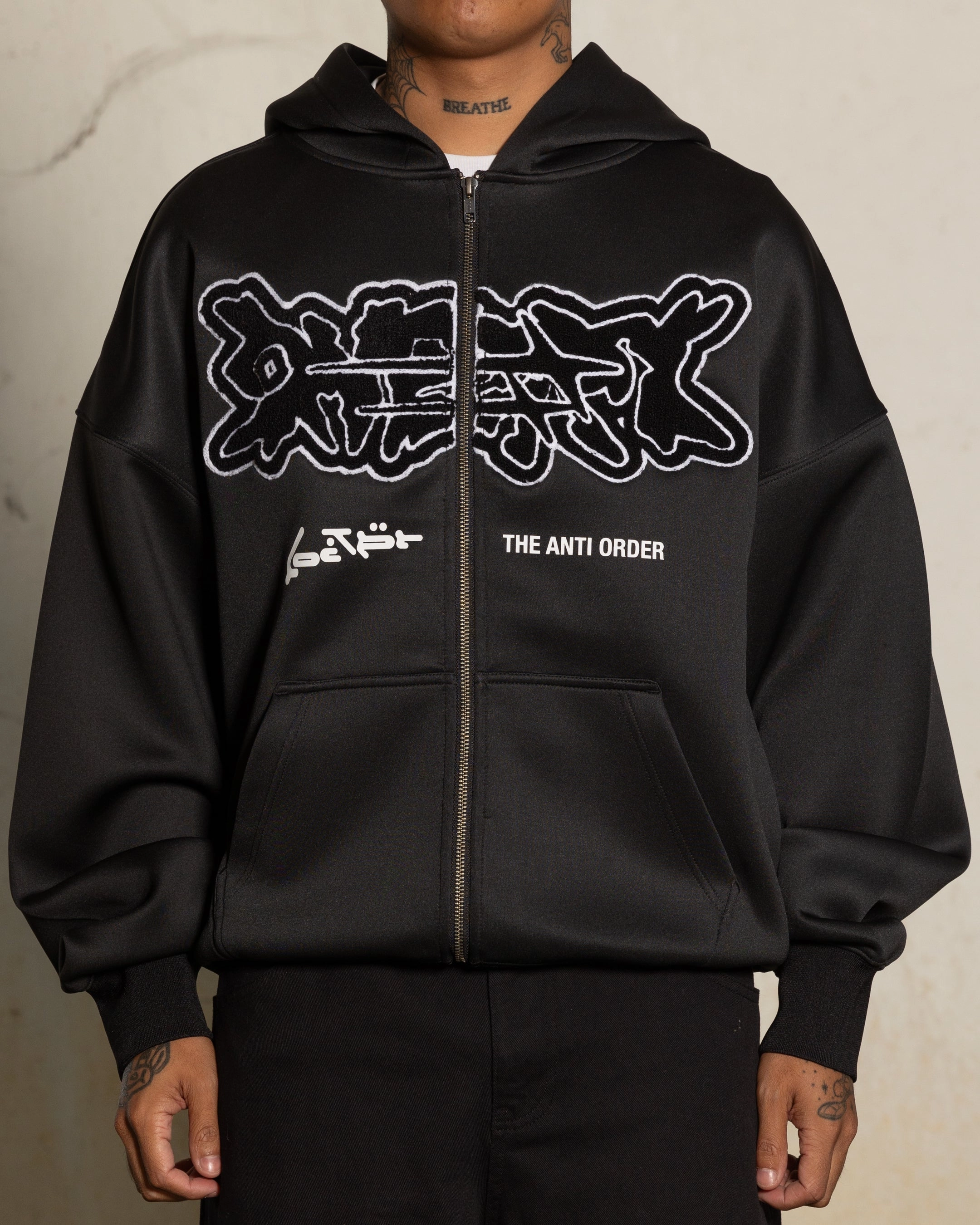 Loiter X The Anti Order Zip Hoodie Black Checked