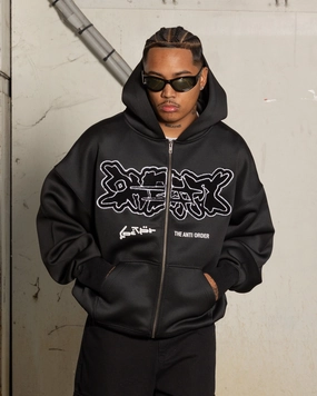 Loiter X The Anti Order Zip Hoodie Black Everyday Comfort