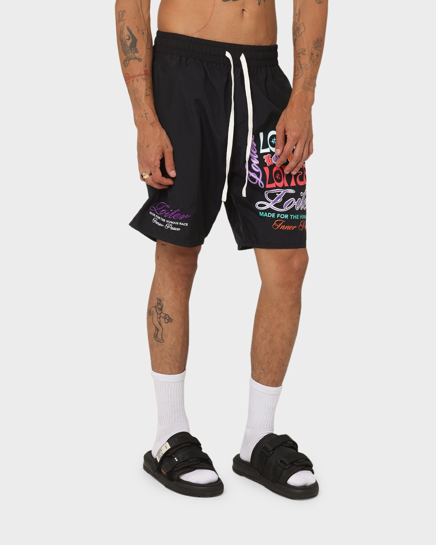 Loiter Forbidden Walk Shorts Black sequined details