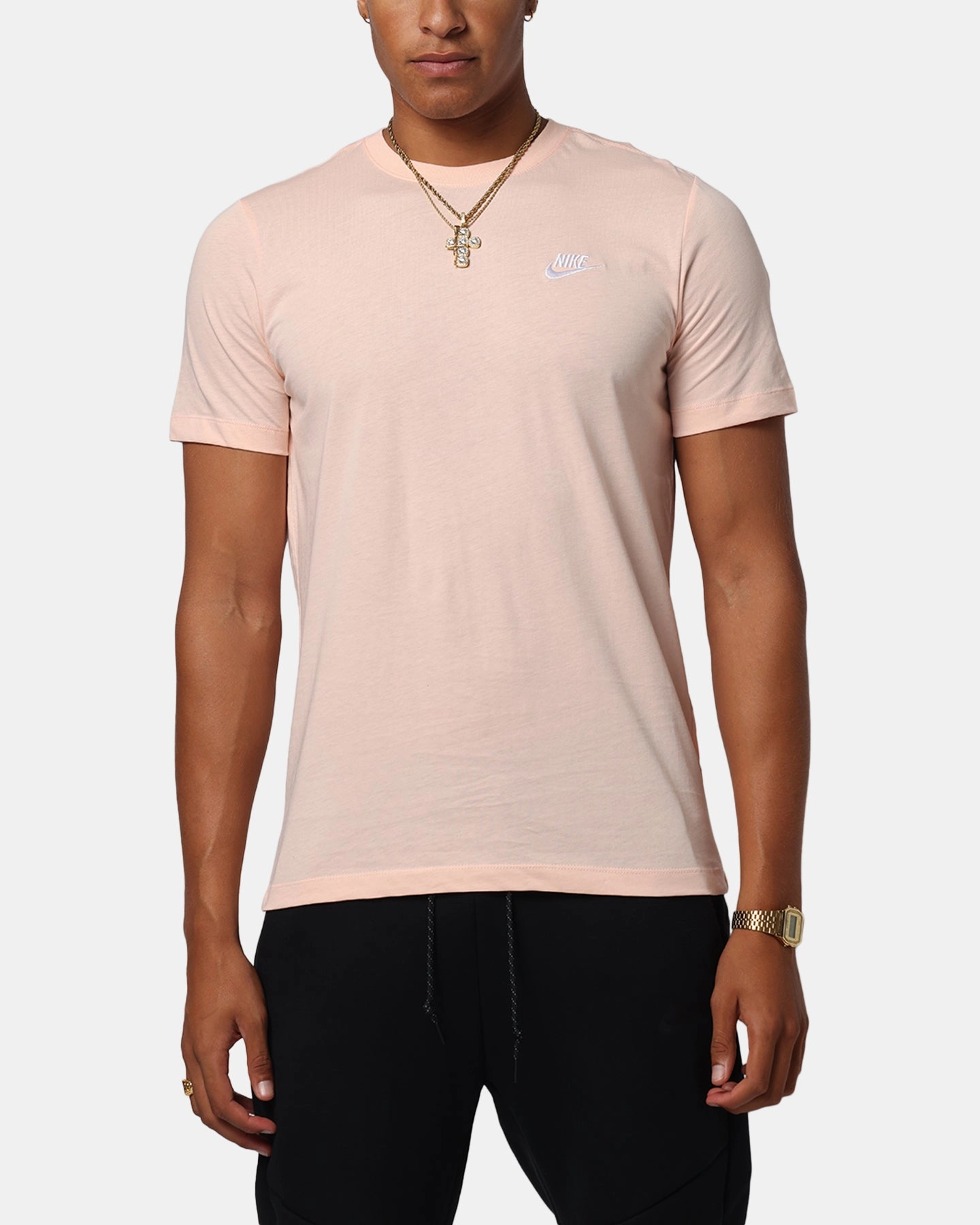 Nike Sportswear Club T-Shirt Coral/White Soft Fabric Modern Comfort Style