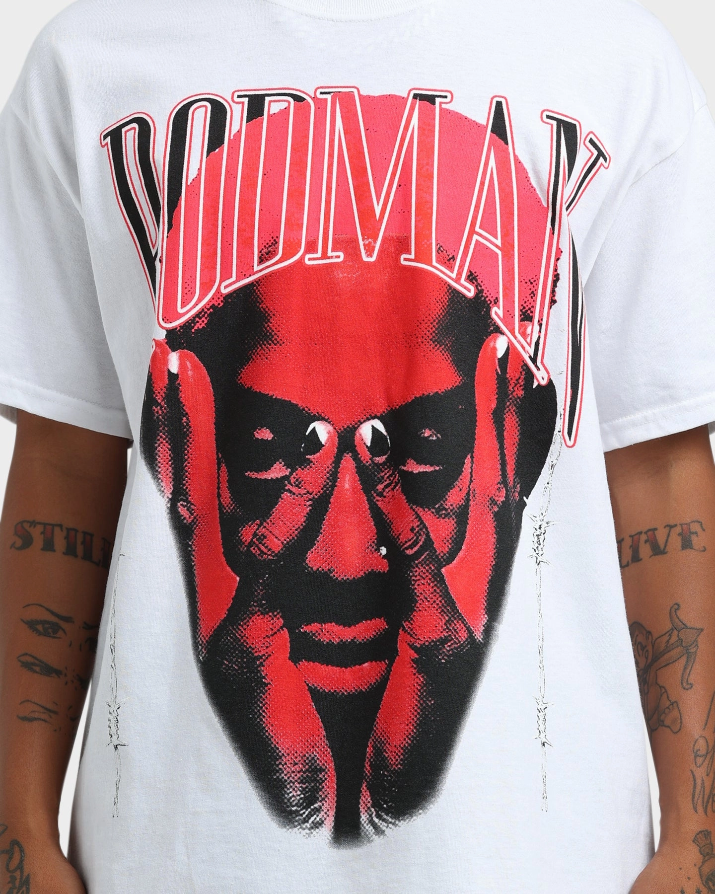 Relaxed fit wear Relaxed Fit Rodman Brand Barbwire Pink Vintage T-Shirt White