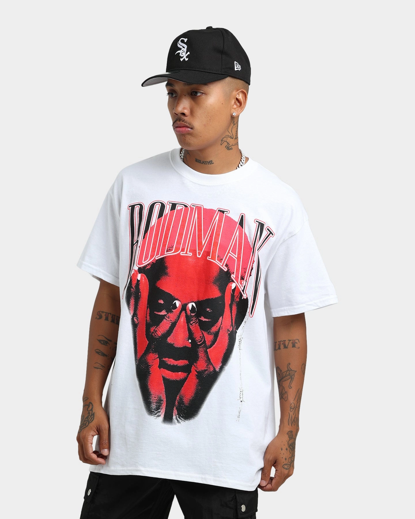 Breathable Material Rodman Brand Barbwire Pink Vintage T-Shirt White