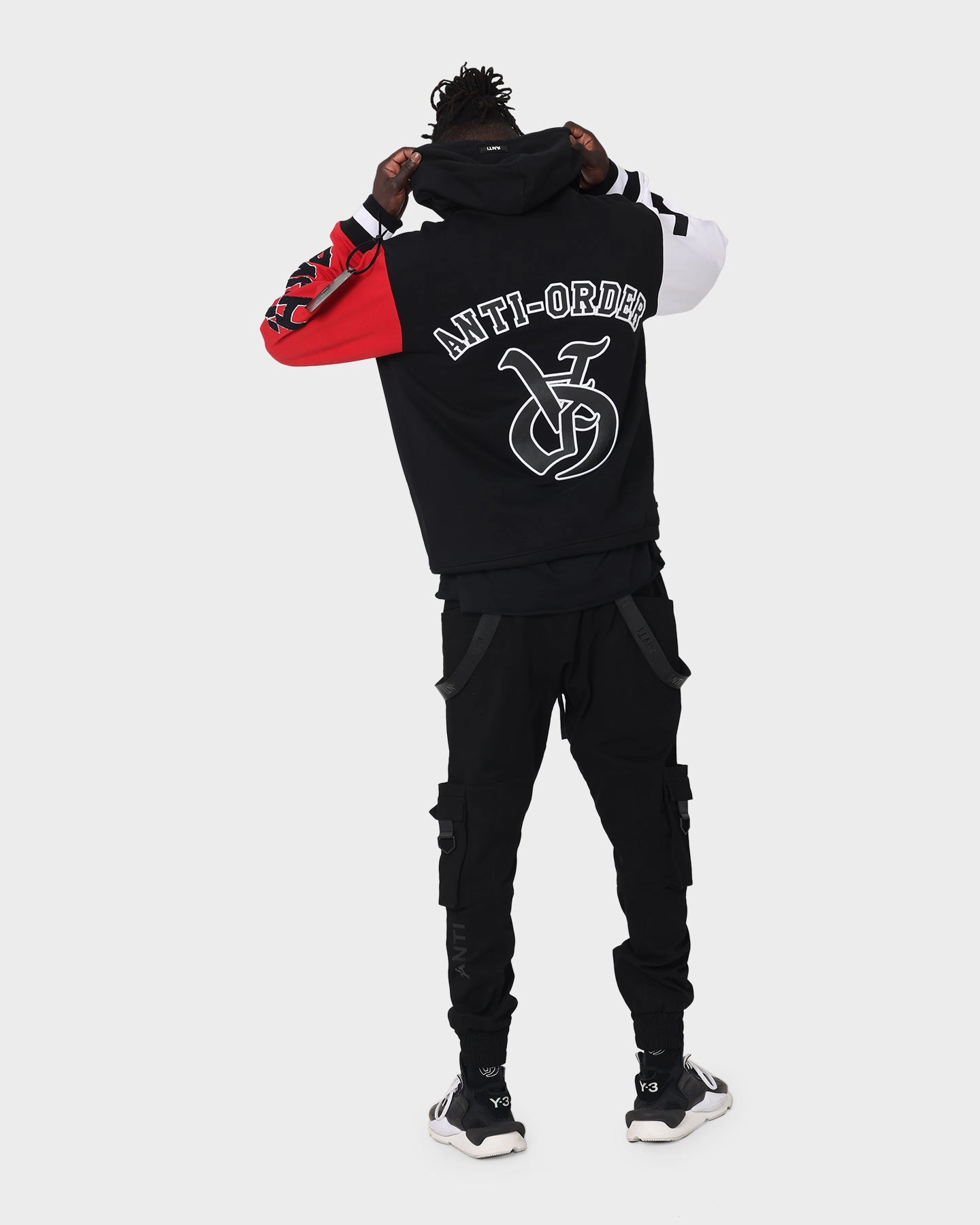 Moisture wicking The Anti Order Antidote College Hoodie Black/White/Red
