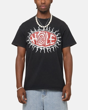 LongLastingColor Street Casual Look Hole Hole Vintage T-Shirt Black Vintage