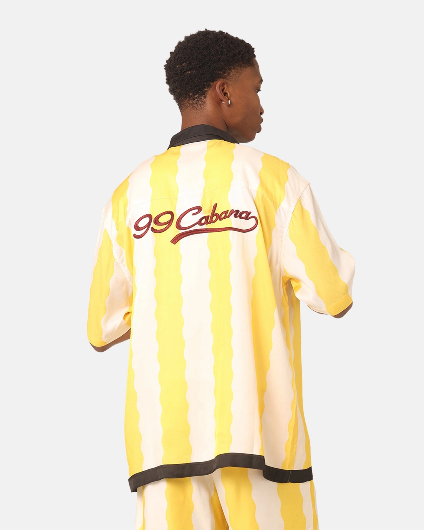 99 Cabana Bowling Short Sleeve Button Up Shirt Yellow/Off White Fashionable Pick Affordable Luxury
