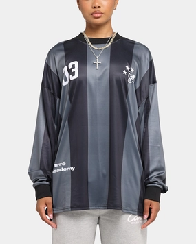Carre Academy Oversized Long Sleeve T-Shirt Black/Grey Pocket Design BreathableMeshLining