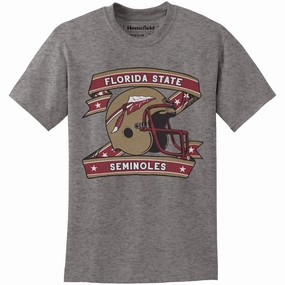 Homefield Adult/Unisex Vault Florida State Seminoles Helmet Design Short Sleeve T-shirt - Grey Effortless Layer