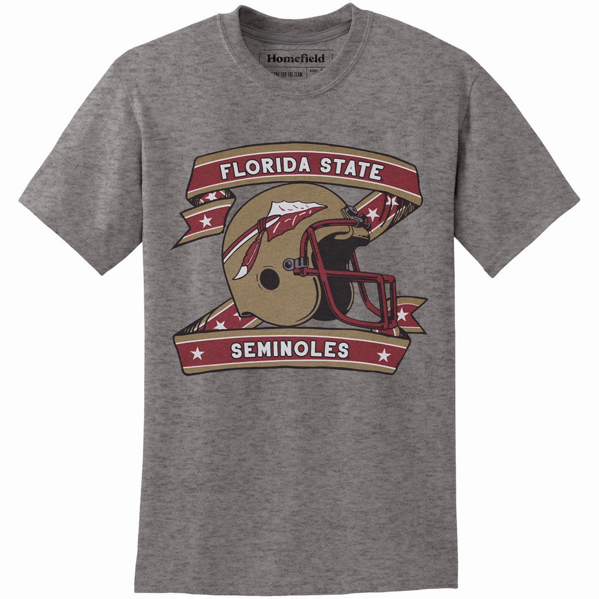 UV Protective Coating Homefield Adult/Unisex Vault Florida State Seminoles Helmet Design Short Sleeve T-shirt - Grey