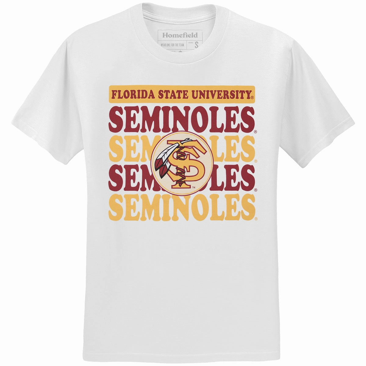 Homefield Men's Vault Florida State Seminoles/Interlocking FS Feather Design Short Sleeve T-shirt - White black friday