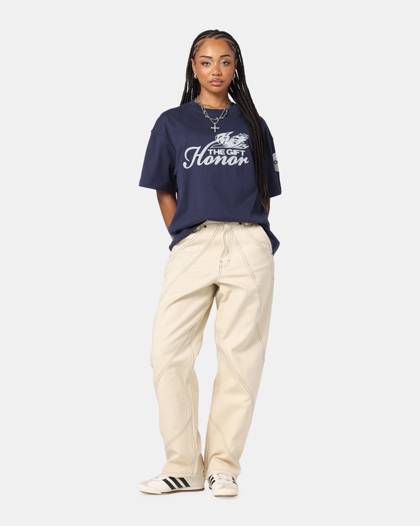 Honor The Gift Auto Club Boxy T-Shirt Navy budget-friendly