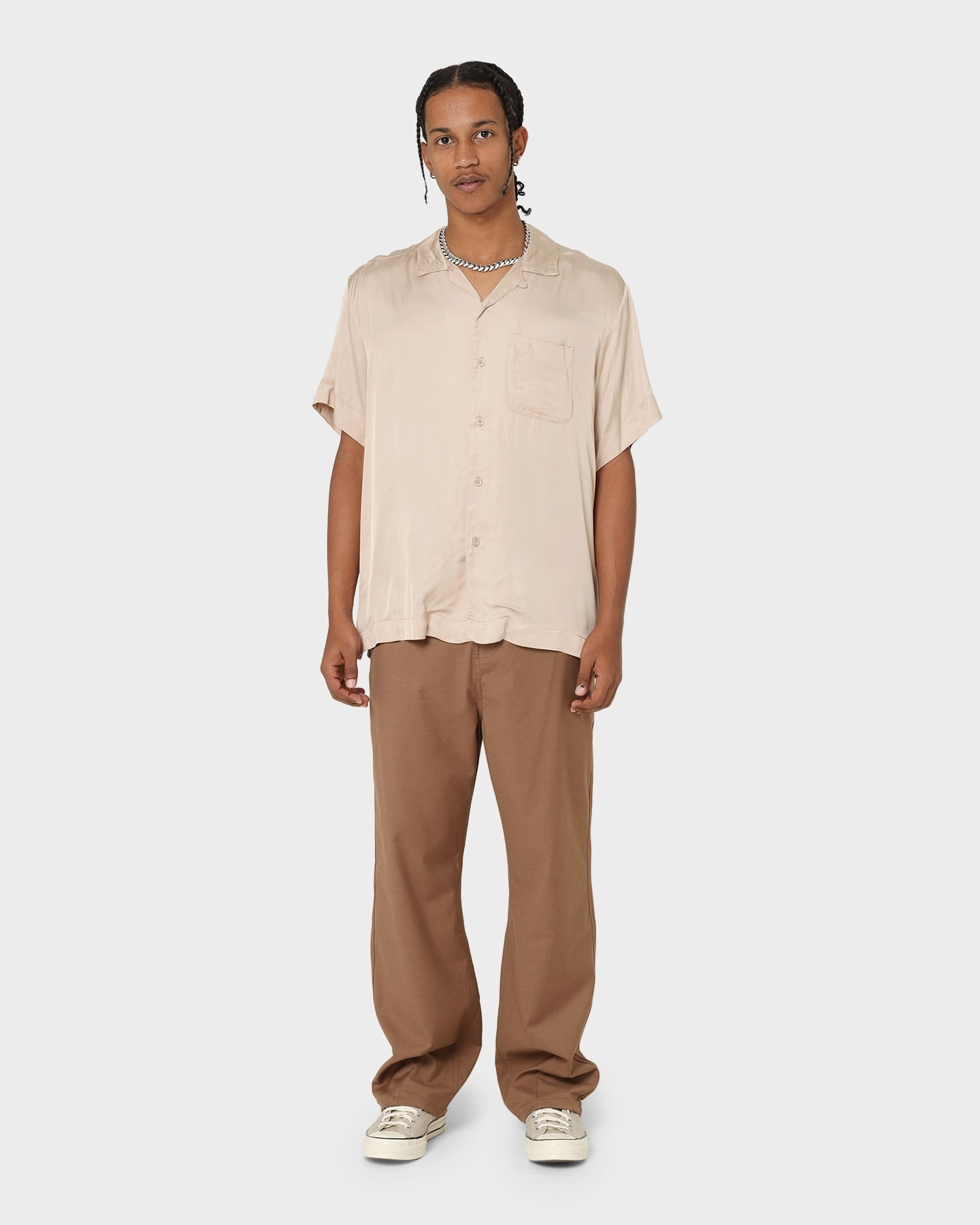 Honor The Gift Century Camp Button Up Shirt Khaki Classic Collar Relaxed Vibe