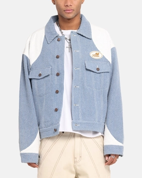 Honor The Gift Color Blocked Trucker Jacket Indigo Anti Static Finish