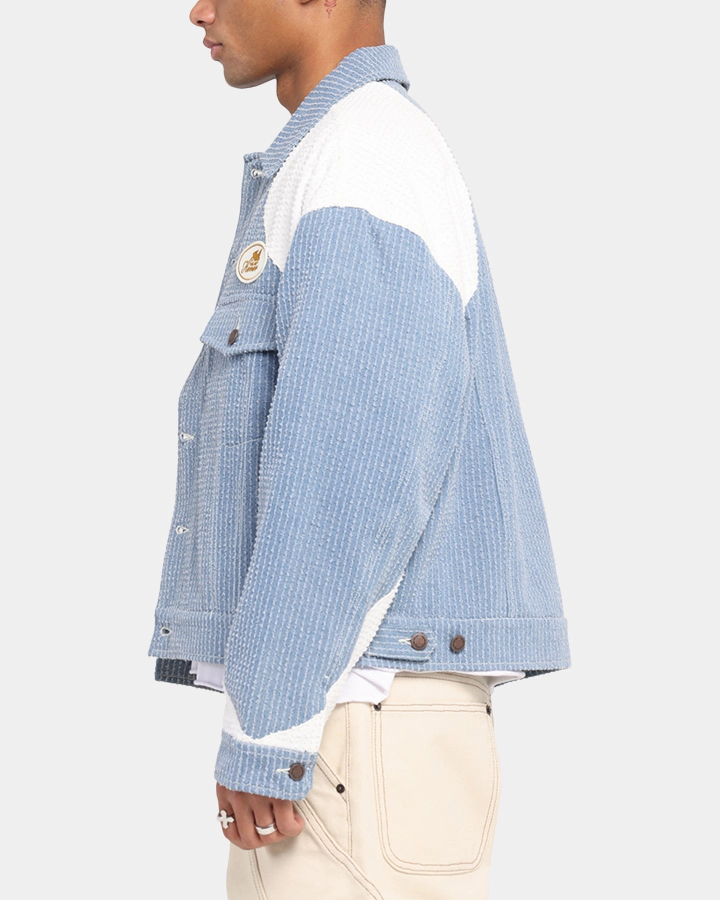 Reflective Safety Trim Honor The Gift Color Blocked Trucker Jacket Indigo