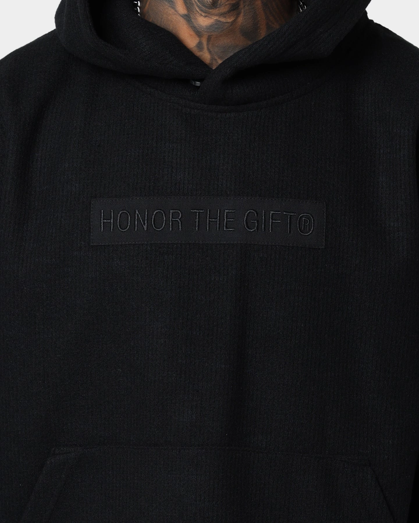 Honor The Gift Howard Knit Hoodie Black Party use Eco Friendly Material