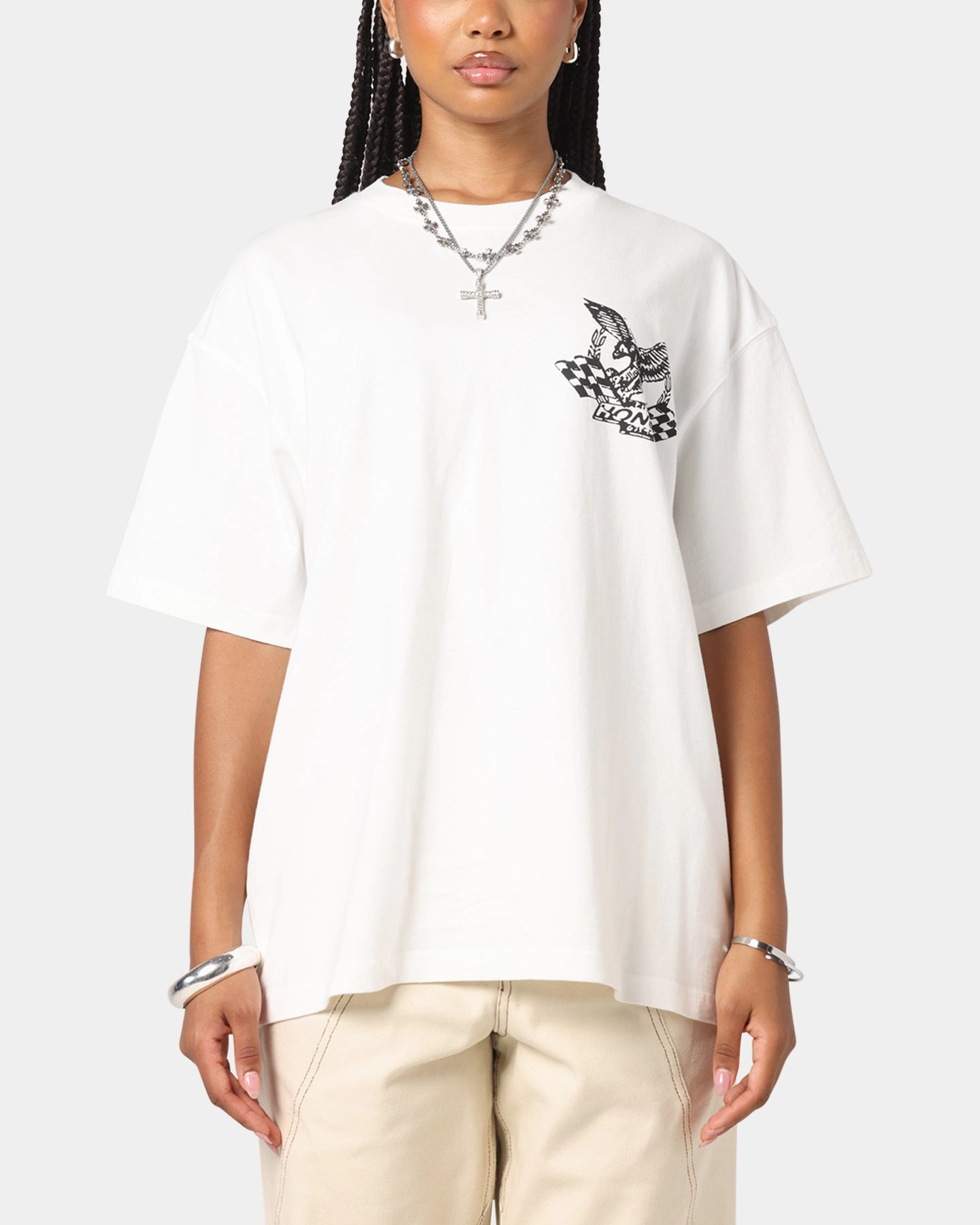 Honor The Gift Vintage Oil T-Shirt White Work efficiency All-Season Wear