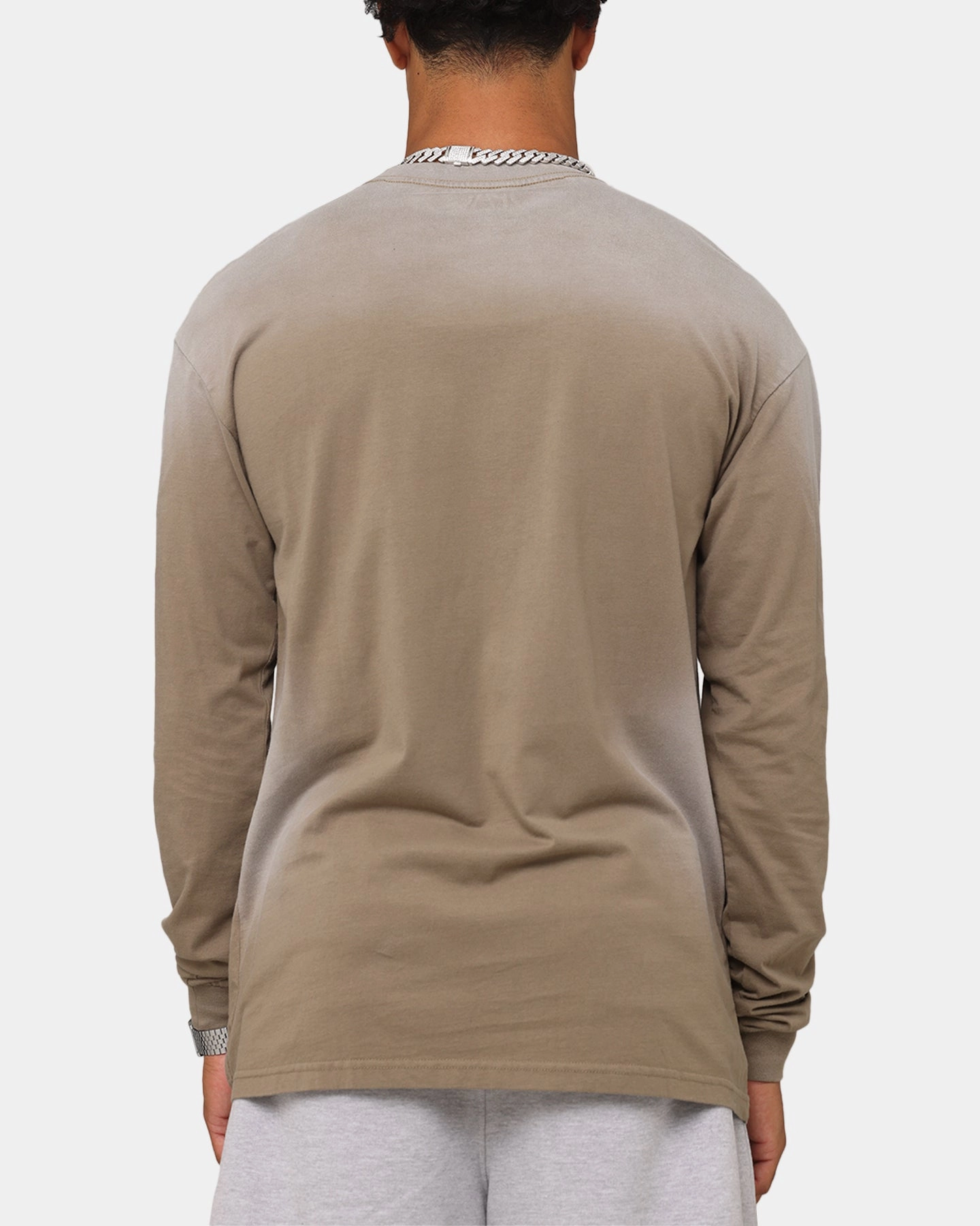 Classic Color Abstract print Tupac 2Pac Hem Vintage Long Sleeve T-Shirt Brown