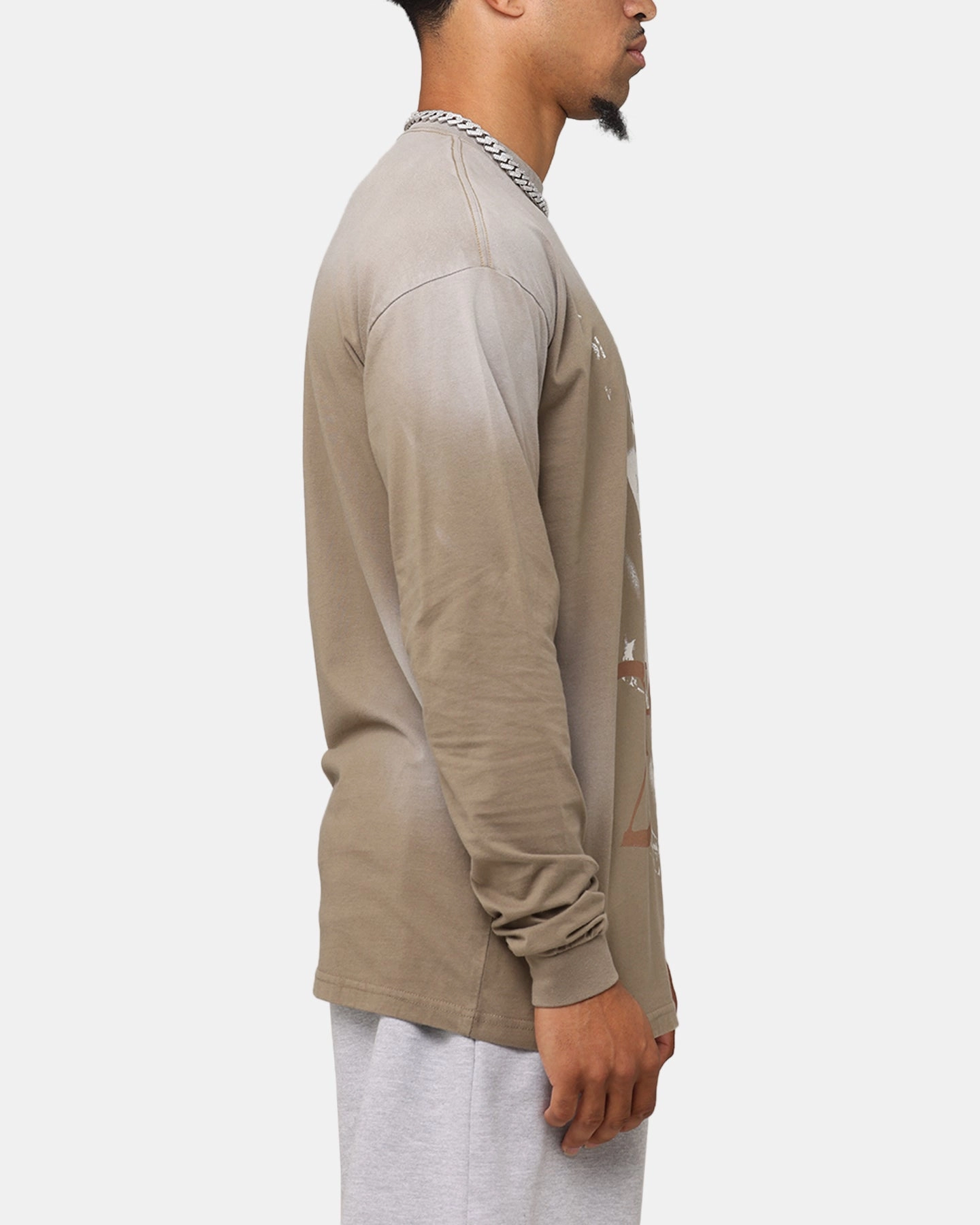 Tupac 2Pac Hem Vintage Long Sleeve T-Shirt Brown Layered Comfort Casual Layering Wear