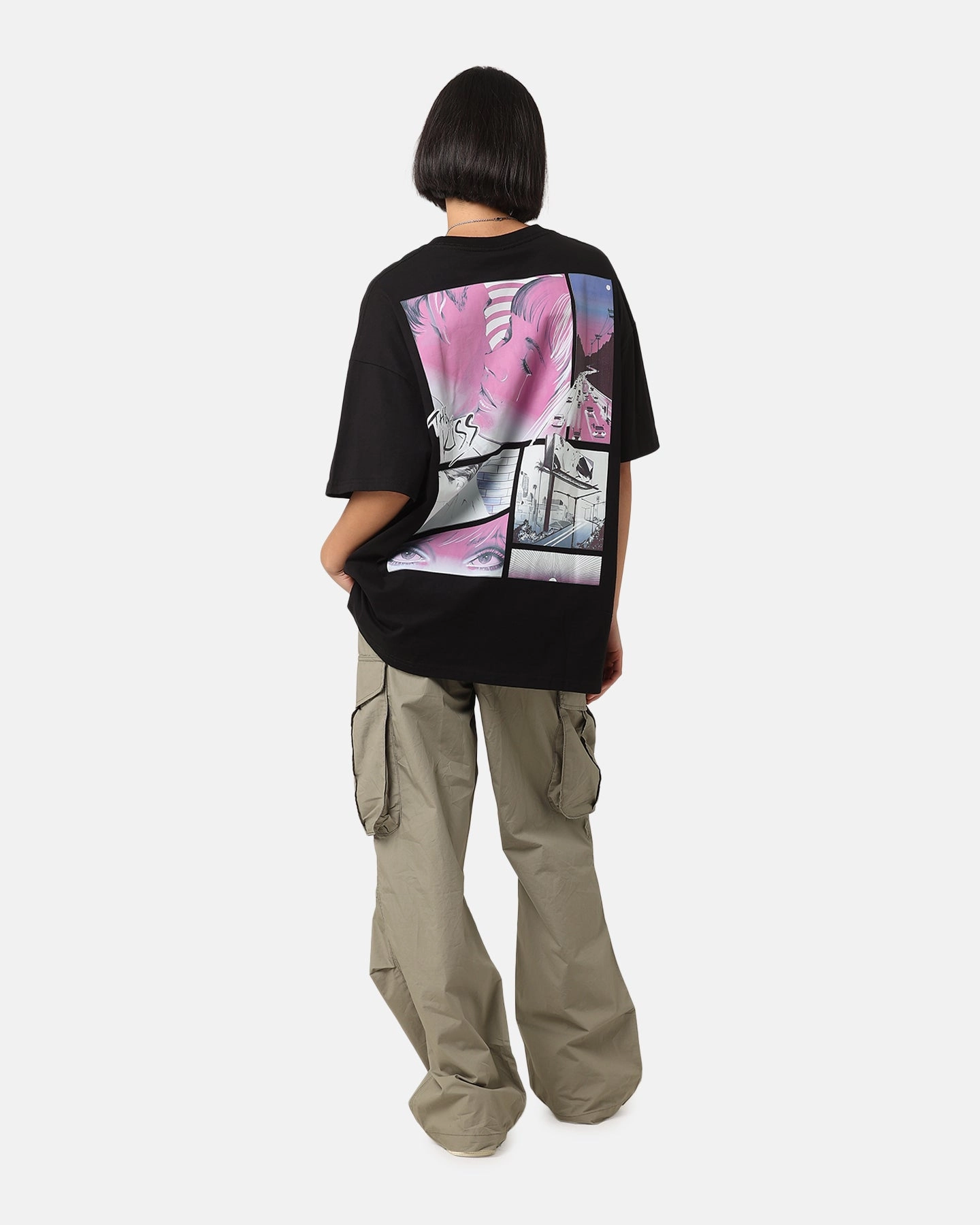 Playboy The Kiss T-Shirt Black/Pink Reinforced Shoulder Stylish and Easygoing