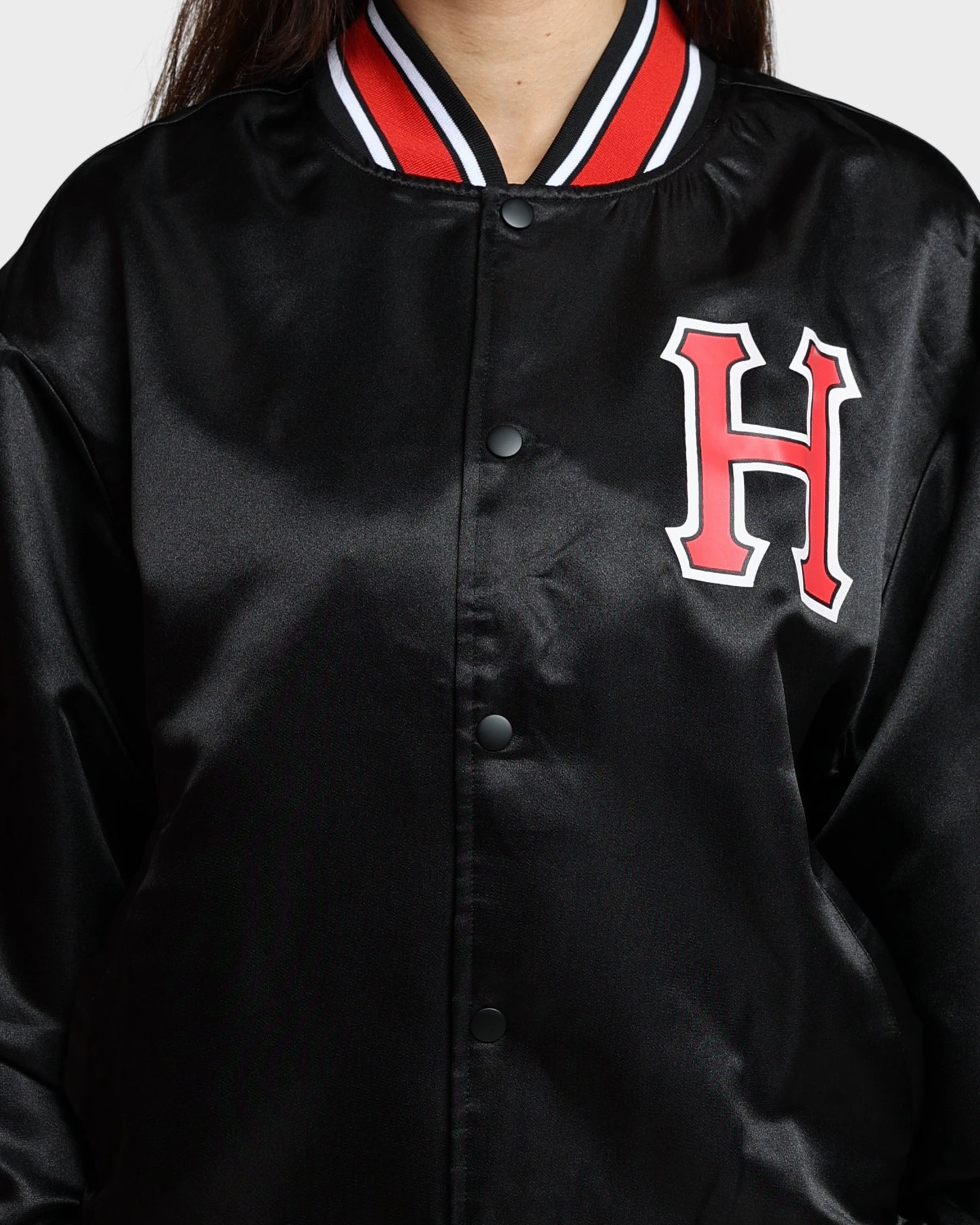 Outdoor Ease Art HUF Crackerjack Satin Baseball Jacket Black