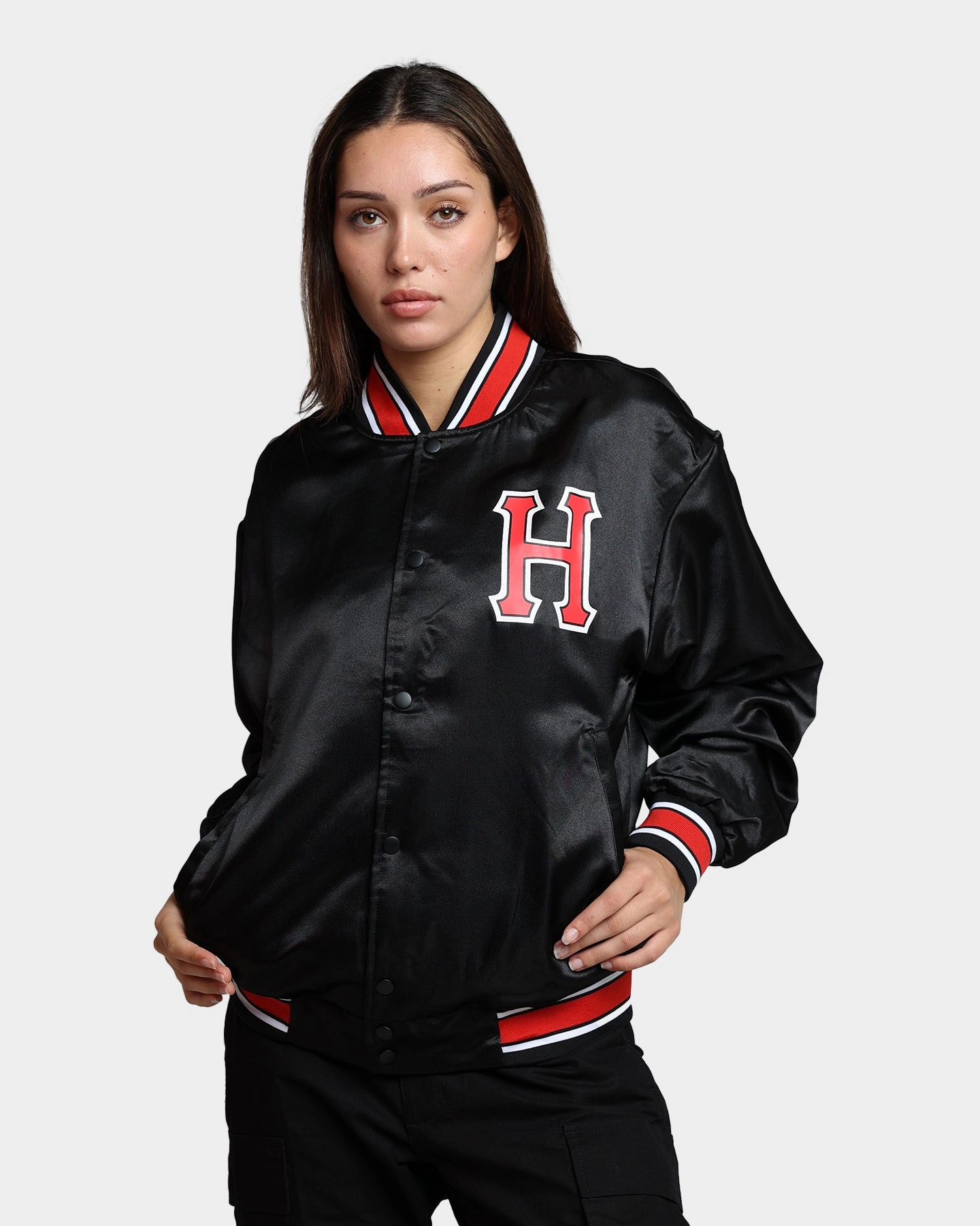 Diary HUF Crackerjack Satin Baseball Jacket Black