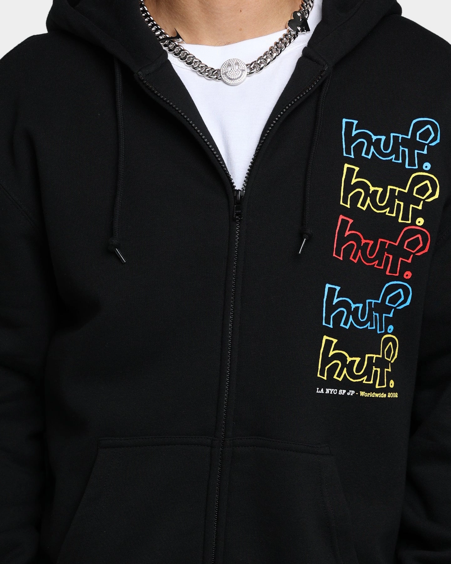 Prom HUF Drop Out Stack Full Zip Hoodie Black