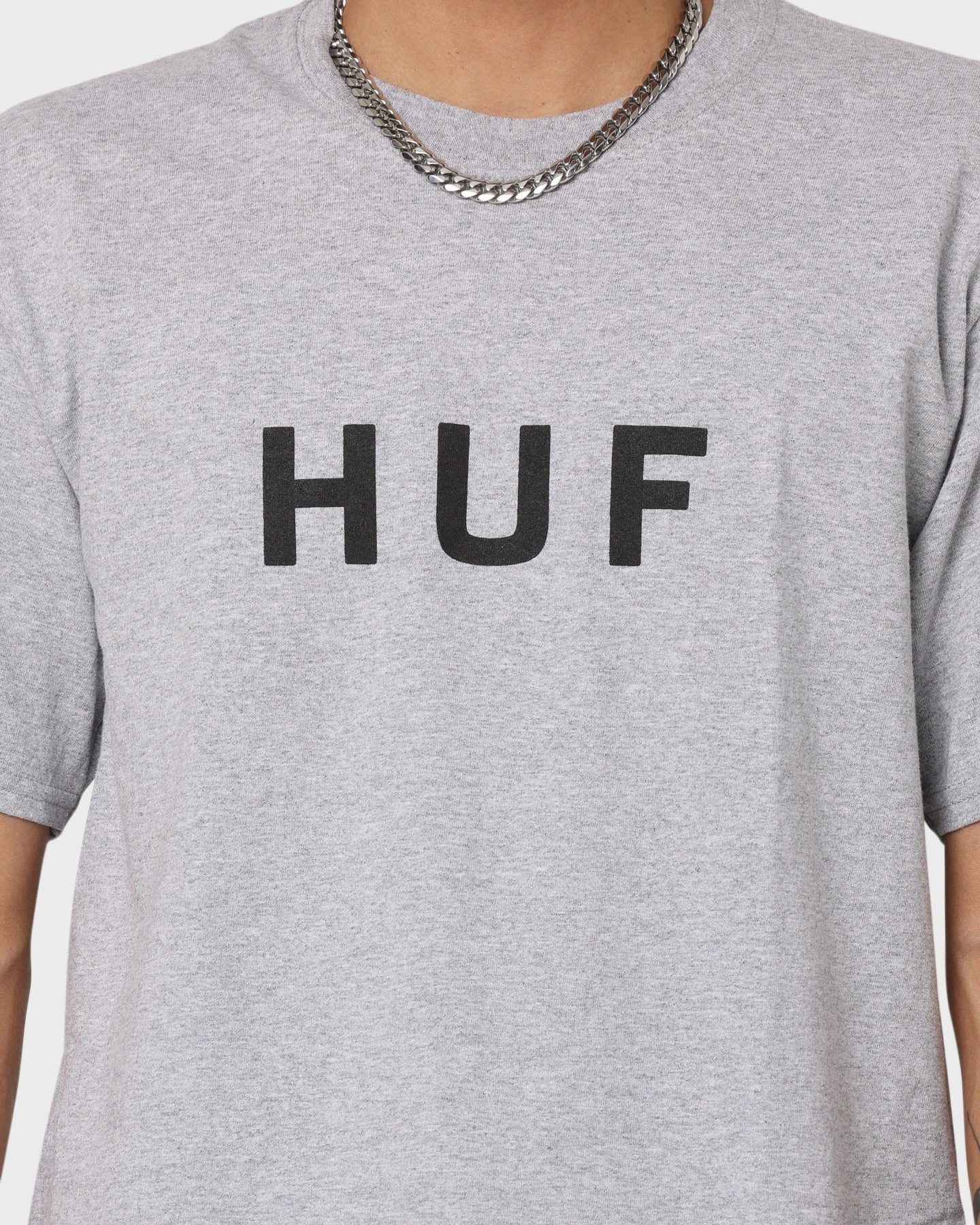 Huf Essentials OG Logo T-Shirt Grey Heather Seasonal Layer Leather combination