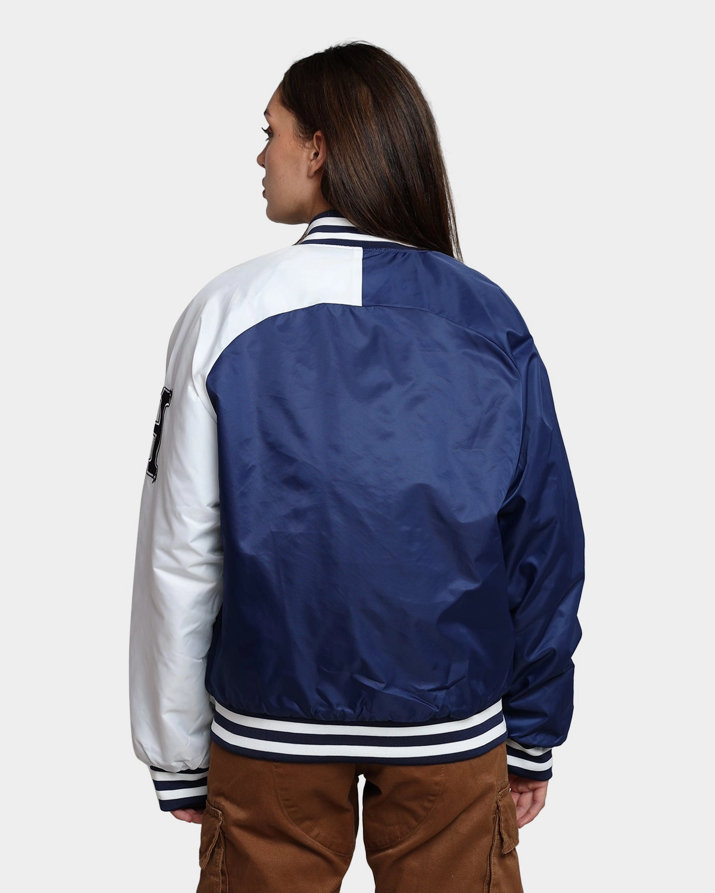 NoiseFreeMaterial HUF Satin Baseball Jacket Navy