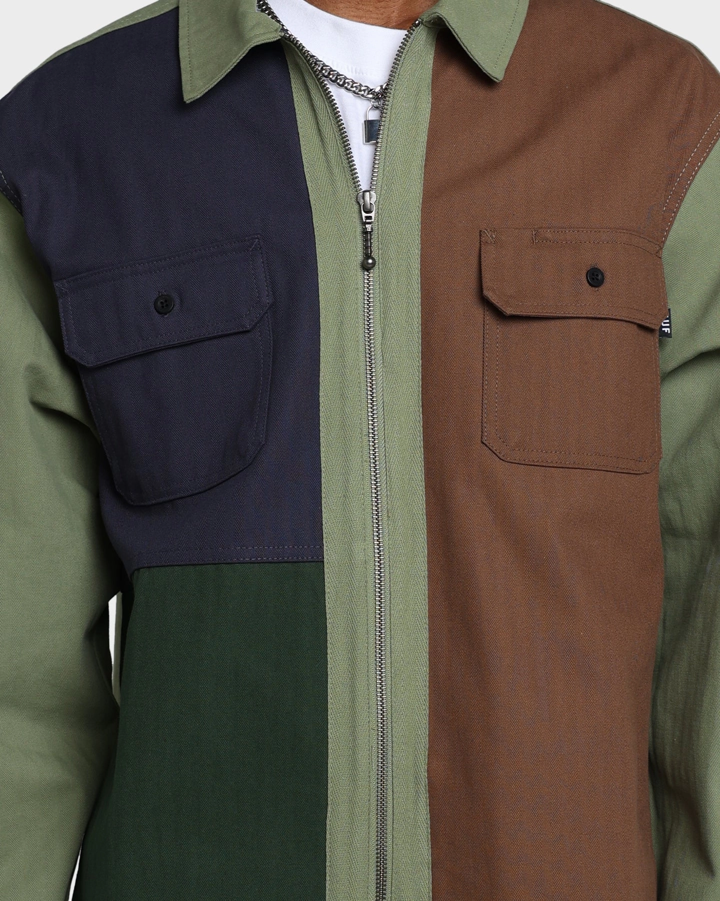 Weight Distribution System HUF Split Zip Work Shirt Olive
